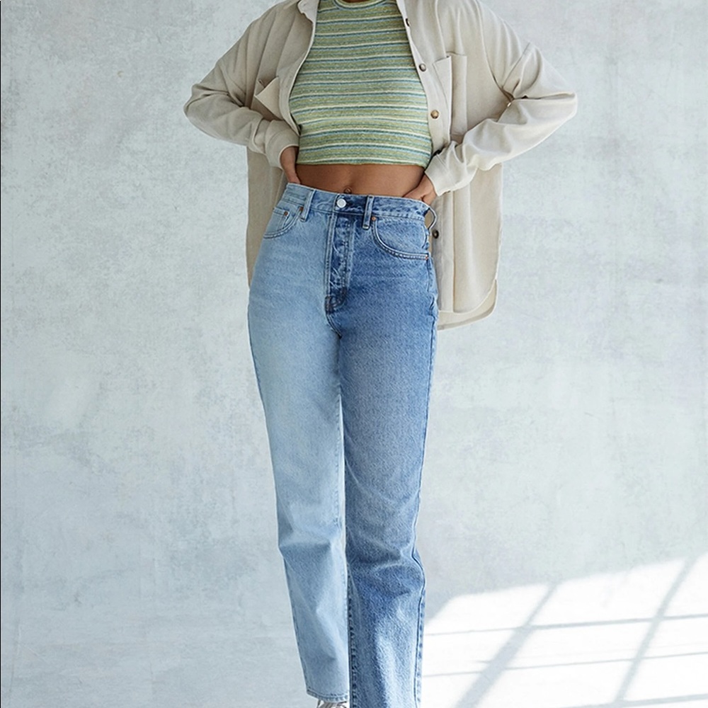 Back to school special!! PacSun Eco two-tone blue dad jeans, size 24.